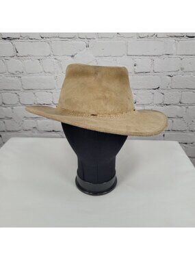 Jacaru Australia Tan Wallaroo Suede Finest Leather Hat Medium-Large M/L